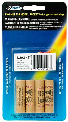  estes engine, estes rocket,1/2A3-4T Model Rocket Engines (4) -- Mini Rocket Motor -- #1504