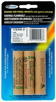  engines rocket, estes engine,1/2 A6-2 Model Rocket Engines (3) -- Standard Rocket Motor -- #1593