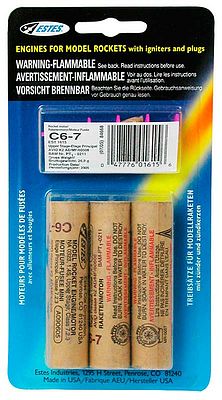  engines rocket, estes rocket,C6-7 Model Rocket Engines (3) -- Standard Rocket Motor -- #1615